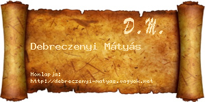 Debreczenyi Mátyás névjegykártya